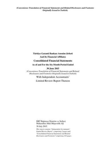 Thumbnail GarantiBank Half-year Report 2015