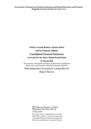 Thumbnail GarantiBank Quarterly Report 2010-q1