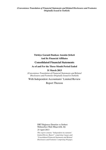 Thumbnail GarantiBank Quarterly Report 2013-q1