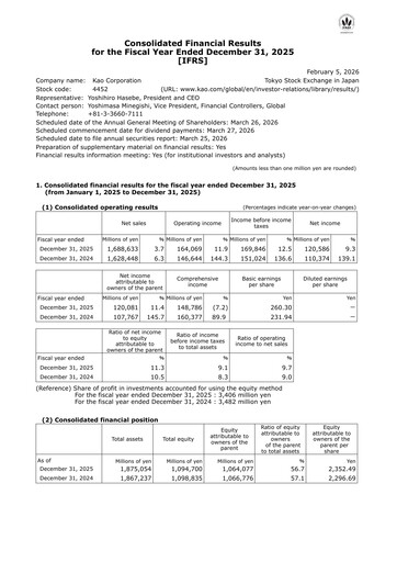 Miniature Kaō Rapport financier 2025