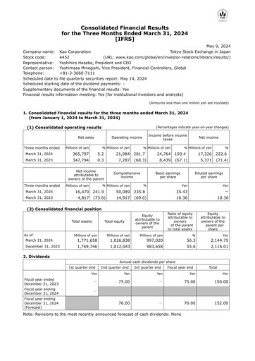 Thumbnail Kaō Quarterly Report 2024-q1