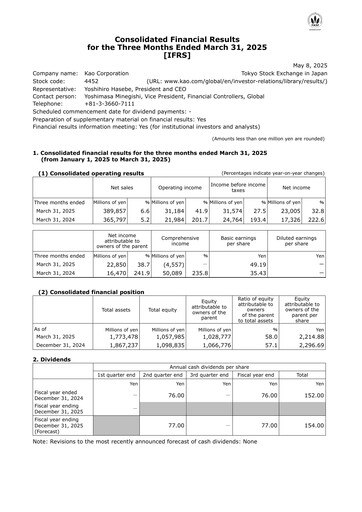 Thumbnail Kaō Quarterly Report 2025-q1