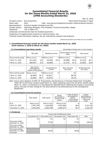 Thumbnail Kaō Quarterly Report 2026-q1