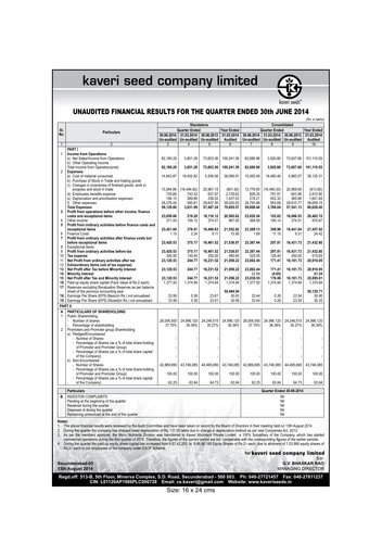 Thumbnail Kaveri Seed Quarterly Report 2014-q1