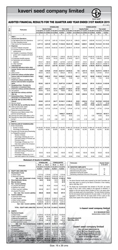 Thumbnail Kaveri Seed Quarterly Report 2014-q4