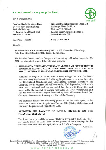 Thumbnail Kaveri Seed Quarterly Report 2024-q2