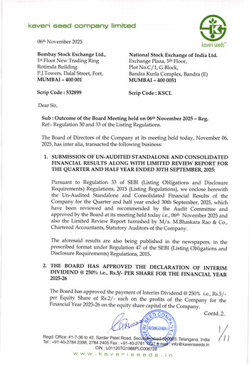 Thumbnail Kaveri Seed Quarterly Report 2025-q2