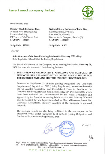 Thumbnail Kaveri Seed Quarterly Report 2025-q3