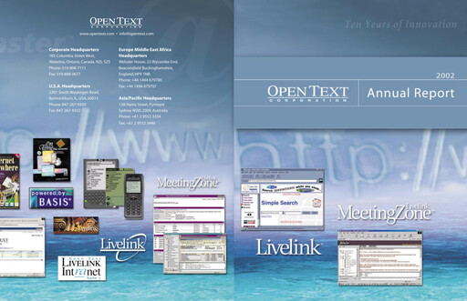 Thumbnail OpenText Annual Report 2002