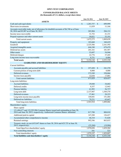 Thumbnail OpenText Financial Statement 2016