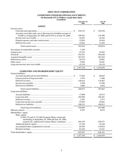 Thumbnail OpenText Quarterly Report 2009-q1