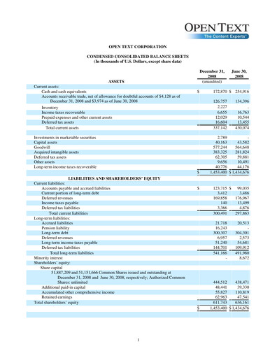Thumbnail OpenText Quarterly Report 2009-q2