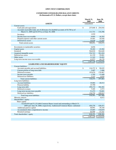 Thumbnail OpenText Quarterly Report 2009-q3
