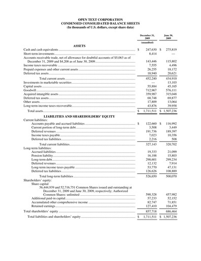 Thumbnail OpenText Quarterly Report 2010-q2