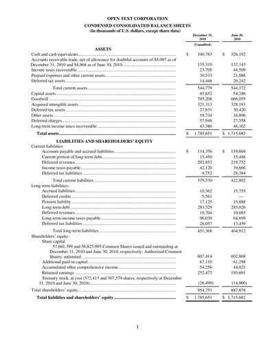 Thumbnail OpenText Quarterly Report 2011-q2