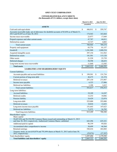 Thumbnail OpenText Quarterly Report 2013-q3