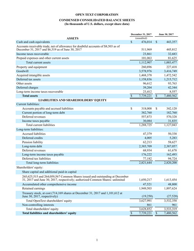 Thumbnail OpenText Quarterly Report 2018-q2