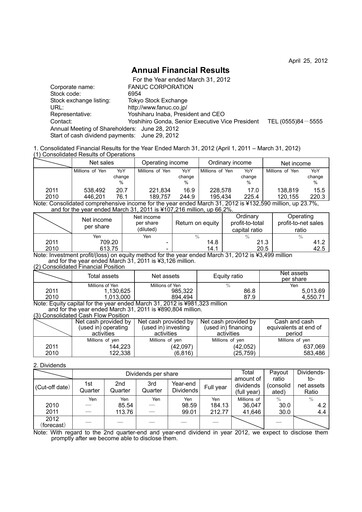 Thumbnail Fanuc Financial Statement fy2011