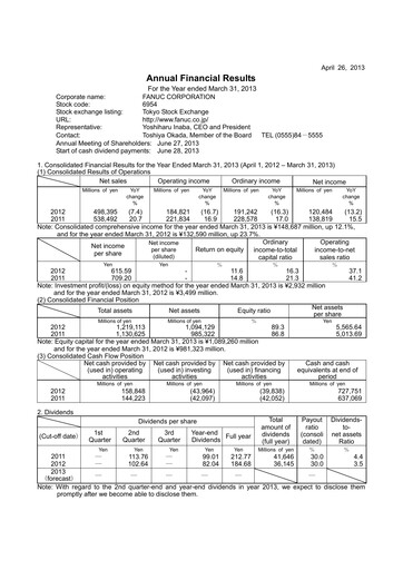 Thumbnail Fanuc Financial Statement fy2012