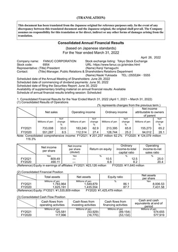 Thumbnail Fanuc Financial Statement fy2021