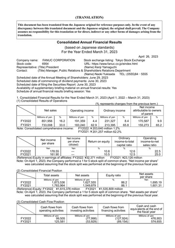 Thumbnail Fanuc Financial Statement fy2022