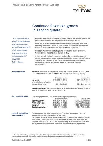Thumbnail Trelleborg AB Half-year Report 2007-h1