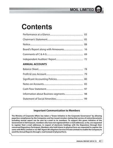 Thumbnail MOIL Annual Report 2014-2015