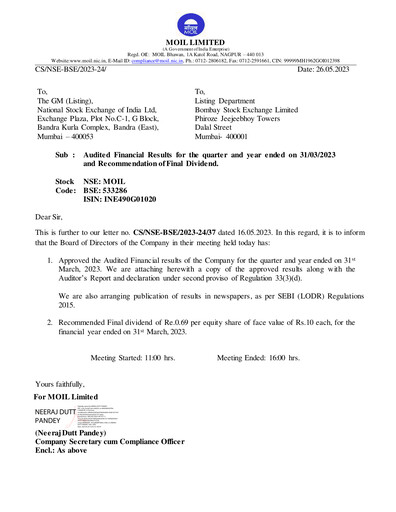 Miniature MOIL Bilan financier 2022-2023