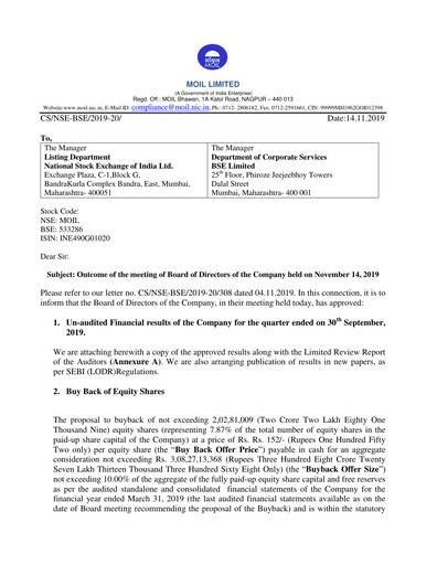 Thumbnail MOIL Half-year Report 2019-h1
