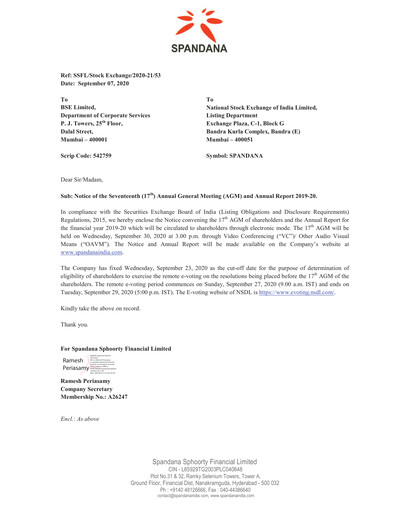 Thumbnail Spandana Sphoorty Financial Annual Report 2019-2020