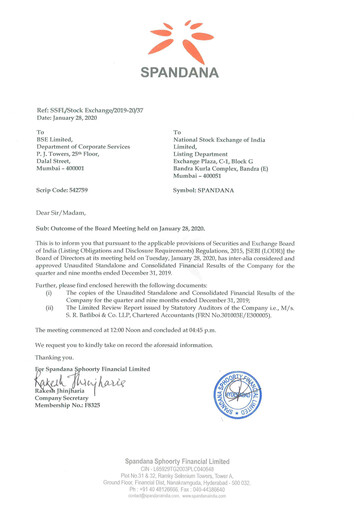 Thumbnail Spandana Sphoorty Financial Quarterly Report 2019-q3