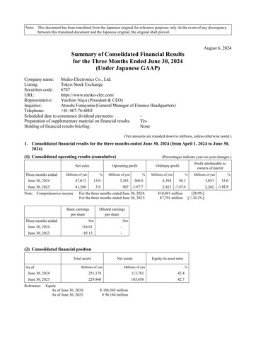 Vorschaubild Meiko Electronics Quartalsbericht 2024-q1