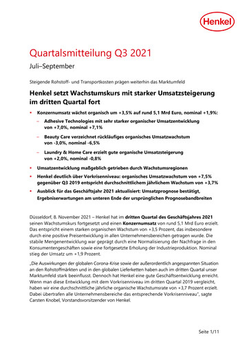 Thumbnail Henkel Quarterly Report 2021-q3