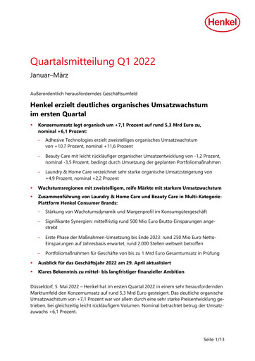 Thumbnail Henkel Quarterly Report 2022-q1