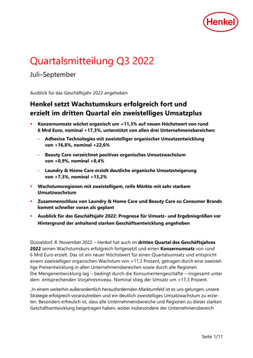 Thumbnail Henkel Quarterly Report 2022-q3