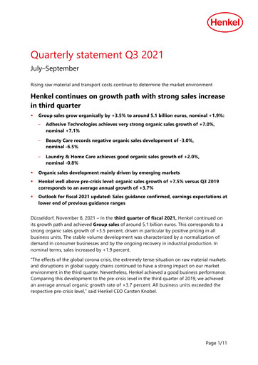 Thumbnail Henkel Quarterly Report 2021-q3
