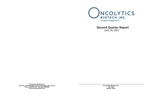 Vorschaubild Oncolytics Biotech
 Quartalsbericht 2021-q2