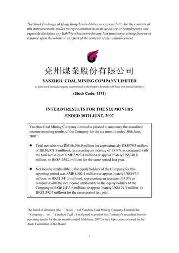 Thumbnail Yankuang Energy (Yanzhou Coal Mining) Half-year Report 2007-h1