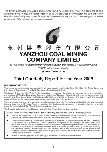Thumbnail Yankuang Energy (Yanzhou Coal Mining) Quarterly Report 2006-q3