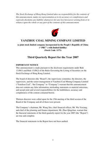 Thumbnail Yankuang Energy (Yanzhou Coal Mining) Quarterly Report 2007-q3