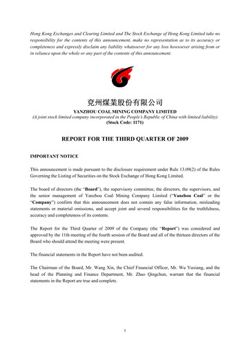 Thumbnail Yankuang Energy (Yanzhou Coal Mining) Quarterly Report 2009-q3