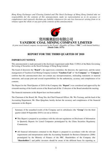 Thumbnail Yankuang Energy (Yanzhou Coal Mining) Quarterly Report 2010-q3