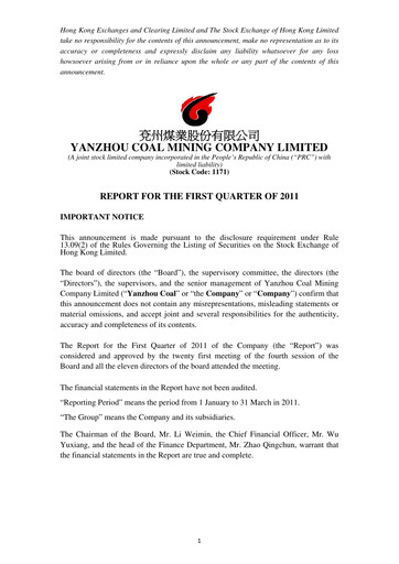 Thumbnail Yankuang Energy (Yanzhou Coal Mining) Quarterly Report 2011-q1