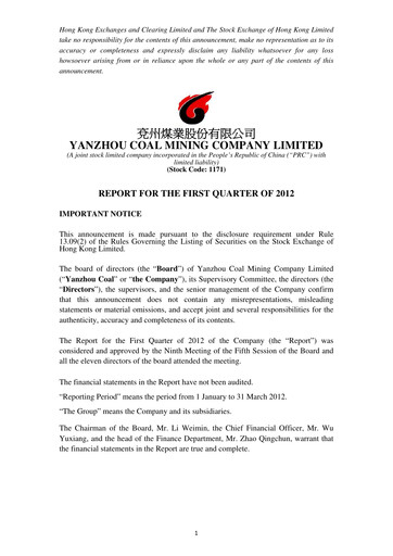 Thumbnail Yankuang Energy (Yanzhou Coal Mining) Quarterly Report 2012-q1