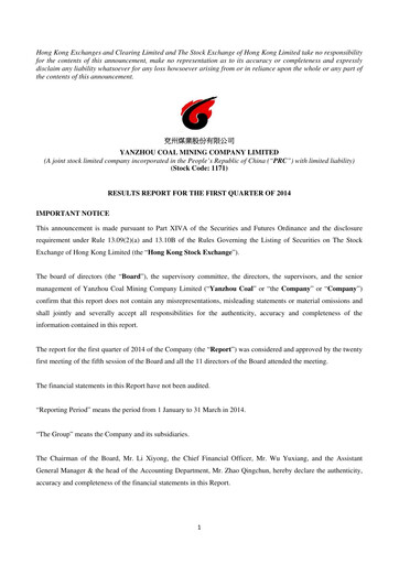 Thumbnail Yankuang Energy (Yanzhou Coal Mining) Quarterly Report 2014-q1