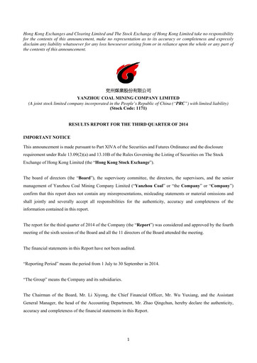Thumbnail Yankuang Energy (Yanzhou Coal Mining) Quarterly Report 2014-q3