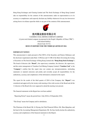 Thumbnail Yankuang Energy (Yanzhou Coal Mining) Quarterly Report 2016-q3