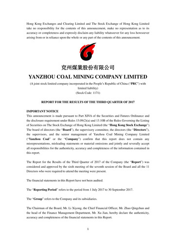 Thumbnail Yankuang Energy (Yanzhou Coal Mining) Quarterly Report 2017-q3