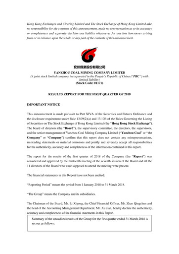 Thumbnail Yankuang Energy (Yanzhou Coal Mining) Quarterly Report 2018-q1