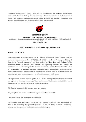 Thumbnail Yankuang Energy (Yanzhou Coal Mining) Quarterly Report 2018-q3